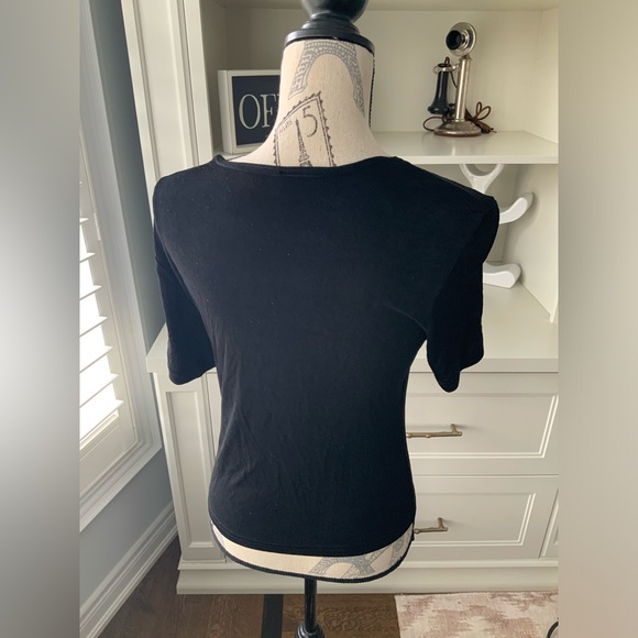 Vintage 90’S WESTERN COLLECTION Black Crossover V-Neck Short Sleeve shirt SZ M - Picture 7 of 14